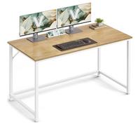 VASAGLE Bureau d'Ordinateur, Table, 60 x 120 x 76 cm, pour Bureau, Chambre, Salon, Cadre en Métal, Couleur Chêne Naturel et Blanc Perle LWD039W70