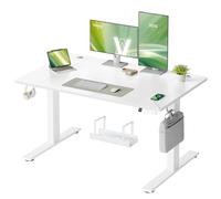 VASAGLE Bureau Électrique Réglable en Hauteur, 120 x 80 cm, avec Port USB-C, Support pour Multiprise, Rappel de Sédentarité, Fonction Mémoire 3 Hauteurs, Télétravail, Blanc LSD142WZ02