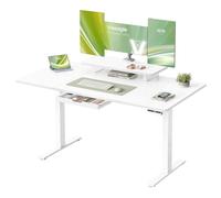 VASAGLE Bureau Électrique Réglable en Hauteur, 140 x 70 cm, Support d'Écran à Montage Flexible, Tiroir, Port USB-C, Rappel de Sédentarité, pour Télétravail, Blanc Nuage LSD154WB01