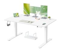 VASAGLE Bureau Électrique Réglable en Hauteur, 140 x 80 cm, avec Port USB-C, Support pour Multiprise, Rappel de Sédentarité, Fonction Mémoire 3 Hauteurs, Télétravail, Blanc Mat LSD144WZ02