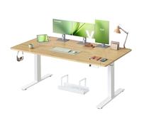 VASAGLE Bureau Électrique Réglable en Hauteur, 160 x 80 cm, avec Port USB-C, Support pour Multiprise, Rappel de Sédentarité, Fonction Mémoire 3 Hauteurs, Télétravail, Couleur Chêne Naturel LSD146YA02