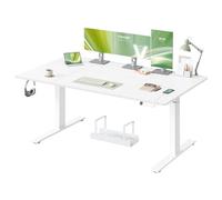 VASAGLE Bureau Électrique Réglable en Hauteur, 160 x 80 cm, avec Port USB-C, Support pour Multiprise, Rappel de Sédentarité, Fonction Mémoire 3 Hauteurs, Télétravail, Blanc Mat LSD146WZ02