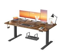 VASAGLE Bureau Électrique Réglable en Hauteur, 160 x 80 cm, avec Port USB-C, Support pour Multiprise, Rappel de Sédentarité, Fonction Mémoire 3 Hauteurs, Télétravail, Marron Rustique LSD146KD02