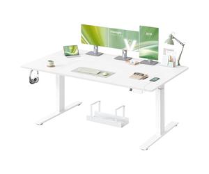 VASAGLE Bureau Électrique Réglable en Hauteur, 160 x 80 cm, avec Port USB-C, Support pour Multiprise, Rappel de Sédentarité, Fonction Mémoire 3 Hauteurs, Télétravail, Blanc Mat LSD146WZ02