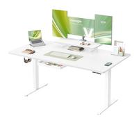 VASAGLE Bureau Électrique Réglable en Hauteur, 160 x 80 cm, Support d'Écran à Montage Flexible, Tiroir, Port USB-C, Rappel de Sédentarité, pour Télétravail, Blanc Nuage LSD156WB01
