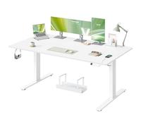 VASAGLE Bureau Électrique Réglable en Hauteur, 180 x 80 cm, avec Port USB-C, Support pour Multiprise, Rappel de Sédentarité, Fonction Mémoire 3 Hauteurs, Télétravail, Blanc Mat LSD148WZ02