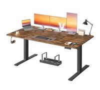 VASAGLE Bureau Électrique Réglable en Hauteur, 180 x 80 cm, avec Port USB-C, Support pour Multiprise, Rappel de Sédentarité, Fonction Mémoire 3 Hauteurs, Télétravail, Marron Rustique LSD148KD02