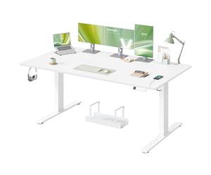 VASAGLE Bureau Électrique Réglable en Hauteur, 180 x 80 cm, avec Port USB-C, Support pour Multiprise, Rappel de Sédentarité, Fonction Mémoire 3 Hauteurs, Télétravail, Blanc Mat LSD148WZ02