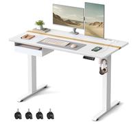 VASAGLE Bureau Électrique Réglable en Hauteur, Bureau Assis-Debout, Surface 60 x 120 cm, Réglable en Continu, Fonction Mémoire de 4 Hauteurs, Blanc LSD112W01