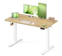 VASAGLE Bureau Électrique Réglable en Hauteur, Bureau Assis-Debout, Table, Rappel de Sédentarité, Fonction Mémoire 4 Hauteurs, Télétravail, 120 x 60 cm, Doré Chêne LSD312YA03