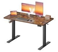VASAGLE Bureau Électrique Réglable en Hauteur, Bureau Assis-Debout, Table, Rappel de Sédentarité, Fonction Mémoire 4 Hauteurs, Télétravail, 120 x 60 cm, Marron Rustique LSD312KD03