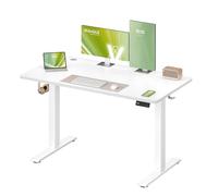 VASAGLE Bureau Électrique Réglable en Hauteur, Bureau Assis-Debout, Table, Rappel de Sédentarité, Fonction Mémoire 4 Hauteurs, Télétravail, 120 x 60 cm, Blanc Nuage LSD312WZ03