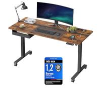 VASAGLE Bureau Électrique Réglable en Hauteur, Multiprise, 60 x 140 cm | Bureau Assis-debout, Tiroir, Réglable en Continu, Fonction Mémoire de 4 Hauteurs, Collection Balok LSD114W01