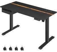 VASAGLE Bureau électrique réglable en hauteur, surface de travail 60 x 140 cm, réglable en continu, fonction mémoire avec 4 hauteurs, noir