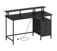 VASAGLE Bureau Gaming, avec Tiroirs en Tissu, Table Informatique avec Support d'Écran, Multiprise, 2 Ports USB, pour Bureau à Domicile, 140 x 60 cm, Noir Boisé LWD094B56V1
