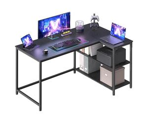 VASAGLE Bureau Gaming en L, Bureau avec Rangement, Étagères Réversibles à Hauteur Réglable, pour Domicile, 120 x 80 cm, Noir Boisé LWD136BE01