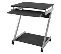 VASAGLE Bureau Mobile, Table Informatique avec roulettes, Table d’Ordinateur avec Support Clavier Coulissant, Montage Simple, Stable, pour la Maison et Le Bureau, Noir LCD811B