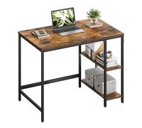 VASAGLE Bureau pour Ordinateur, Table Informatique, 100 x 50 x 76 cm | Style Moderne, pour Bureau à Domicile, Chambre à Coucher, Salon, Marron Rustique et Noir Mat, Collection BARNET LWD046B01