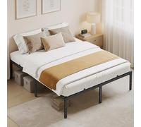 VASAGLE Cadre de Lit 160 x 200 cm avec Sommier, Cadre en Métal Lit Double | Espace de Rangement au Dessous, Lit d'Invité, Montage Facile, Noir Mat, RMB155BD01
