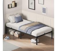VASAGLE Cadre de Lit 90 x 190 cm avec Sommier, Cadre en Métal Lit Simple | Espace de Rangement au Dessous, Lit d'Invité, Montage Facile, Noir Mat, RMB131B01