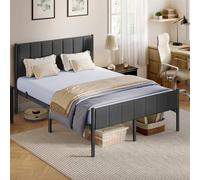 VASAGLE Cadre de Lit Double, 140 x 190 cm, avec Tête de Lit Rembourrée | Cadre de Lit Double, en Acier, Supporte Jusqu'à 500 kg, Montage Facile, Gris ardoise, Collection DUPON RMB973GN01