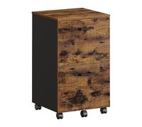VASAGLE Caisson 2 Tiroirs, Rangement Document à Roulettes pour Bureau, Petit Meuble Mobile, Support d’Imprimante, pour Format A4, Classeur Suspendu, Marron Rustique et Noir d'Encre OFC040B01