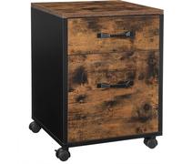 VASAGLE Caisson à roulettes, armoire de classement, armoire de bureau avec 2 tiroirs, roulettes pour format A4 et Letter, avec dossiers suspendus, design industriel