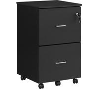 VASAGLE Caisson à roulettes avec serrure et tiroirs, armoire de classement verrouillable avec dossiers suspendus réglables, granit noir