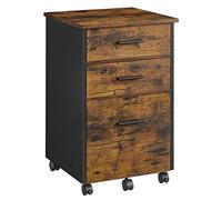 VASAGLE Caisson Bureau 3 Tiroirs, avec 2 en Tissu, 1 en Bois, Table de Chevet, Petit Meuble de Rangement avec roulettes, pour Chambre, Salon, Marron Rustique et Noir OFC046B01