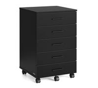 VASAGLE Caisson de Bureau à roulettes, Meuble de Rangement, Support pour Imprimante, avec 5 Tiroirs, Rails Coulissants, pour Bureau, Télétravail, Noir d'encre OFC081BC02