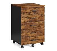 VASAGLE Caisson de Bureau à roulettes, Support pour Imprimante, 5 Tiroirs