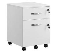 VASAGLE Caisson de Bureau à roulettes, Verrouillable, avec 2 Tiroirs, 5 roulettes, Barre de Suspension Réglables, pour Dossiers Suspendus au Format A4, Blanc Nuage LCD22WV1
