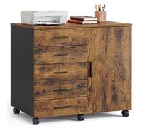 VASAGLE Caisson de Bureau, Meuble de Rangement avec 5 Tiroirs et 1 Porte