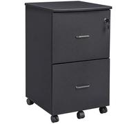 VASAGLE Caisson Mobile, Classeur, 2 Tiroirs, Support d’Imprimante, Meuble de Bureau, Verrouillable, Documents au Format A4, Dossier Suspendu, Nécessite Montage, Noir LCD27BKV1