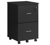 VASAGLE Caisson Mobile, Classeur, 2 Tiroirs, Support d’Imprimante, Meuble de Bureau, Verrouillable, Documents au Format A4, Dossier Suspendu, Nécessite Montage, Noir LCD27BKV1