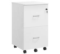 VASAGLE Caisson Mobile, Classeur, 2 Tiroirs, Support d’Imprimante, Meuble de Bureau, Verrouillable, pour Documents au Format A4, Dossier Suspendu, Nécessite Montage, Blanc LCD027W46