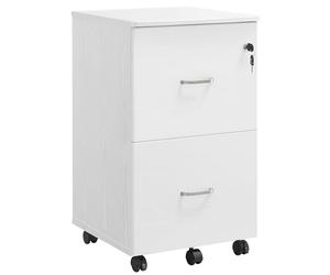 VASAGLE Caisson Mobile, Classeur, 2 Tiroirs, Support d’Imprimante, Meuble de Bureau, Verrouillable, pour Documents au Format A4, Dossier Suspendu, Nécessite Montage, Blanc LCD027W46