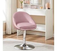 VASAGLE Chaise Réglable, Chaise de Coiffeuse, Fauteuil de Bureau Pivotant, Tabouret de Bar avec Dossier et Socle, en Acier, pour Bar, Bureau, Coiffeuse, Salle à Manger, Rose Bonbon LJB100R01