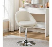 VASAGLE Chaise Réglable, Chaise de Coiffeuse, Fauteuil de Bureau Pivotant, Tabouret de Bar avec Dossier et Socle, en Acier, pour Bar, Bureau, Coiffeuse, Salle à Manger, Blanc Crème LJB100W01