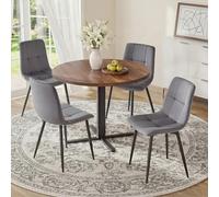 VASAGLE Chaises de Salle à Manger en Velours, Supporte 120 kg Chacune, Chaises de Cuisine avec Pieds Réglables, Style Moderne, Rembourrées, pour Salon, Lot de 4, Gris Ardoise KDC080GN01