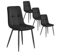 VASAGLE Chaises de Salle à Manger en Velours, Supporte 120 kg Chacune, Chaises de Cuisine avec Pieds Réglables, Style Moderne, Rembourrées, pour Salon, Lot de 4, Noir Encre KDC080BH01