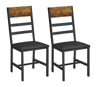 VASAGLE Chaises de Salle à Manger, Lot de 2, chaises de Cuisine pour Salle à Manger, siège rembourré, Cadre en Acier, Design Ergonomique, pour Salon, Salle à Manger, Marron Rustique et Noir LDC095B01