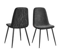 VASAGLE Chaises de Salle à Manger, Lot de 2, Support Métallique, Pieds Réglables, Nettoyage Facile, Chaises de Cuisine, Tissu Chenille, PU Texturé Glacé, Gris Ardoise KDC187G01