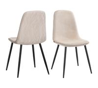 Chaises de Salle à Manger - VASAGLE - Lot de 2 - Métal - Tissu Chenille - Blanc Crème