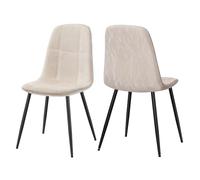 VASAGLE Chaises de Salle à Manger, Lot de 2, Support Métallique, Pieds Réglables, Nettoyage Facile, Chaises de Cuisine, Tissu Chenille, PU Texturé Glacé, Blanc Crème KDC187WD01