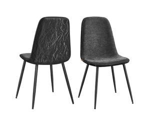 VASAGLE Chaises de Salle à Manger, Lot de 2, Support Métallique, Pieds Réglables, Nettoyage Facile, Chaises de Cuisine, Tissu Chenille, PU Texturé Glacé, Gris Ardoise KDC187G01