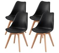 VASAGLE Chaises de Salle à Manger, Lot de 4, Pieds en Bois de Hêtre