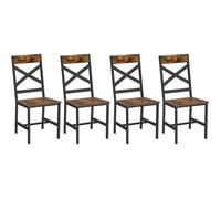 Chaises de Salle à Manger, Lot de 4, Sièges de Cuisine, Cadre en Acier, Ergonomique, Style Industriel, pour Salon, Cuisine, Marron Rustique et Noir