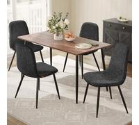 VASAGLE Chaises de Salle à Manger, Lot de 4, Support Métallique, Pieds Réglables, Nettoyage Facile, Chaises de Cuisine, Tissu Chenille, PU Texturé Glacé, Gris Ardoise KDC188G01