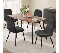 VASAGLE Chaises de Salle à Manger, Lot de 4, Support Métallique, Pieds Réglables, Tissu Chenille, PU Texturé Glacé, Gris Ardoise